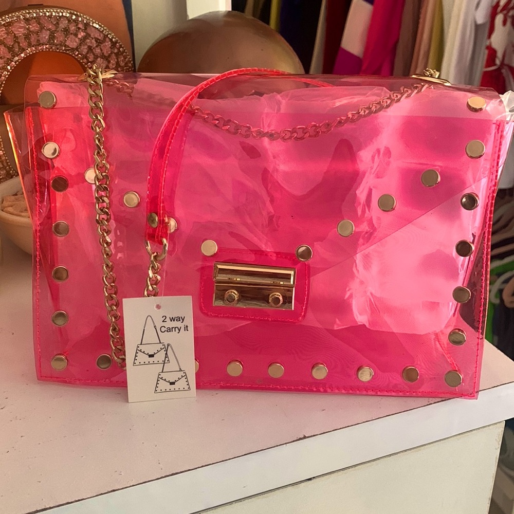 Clear pink purse